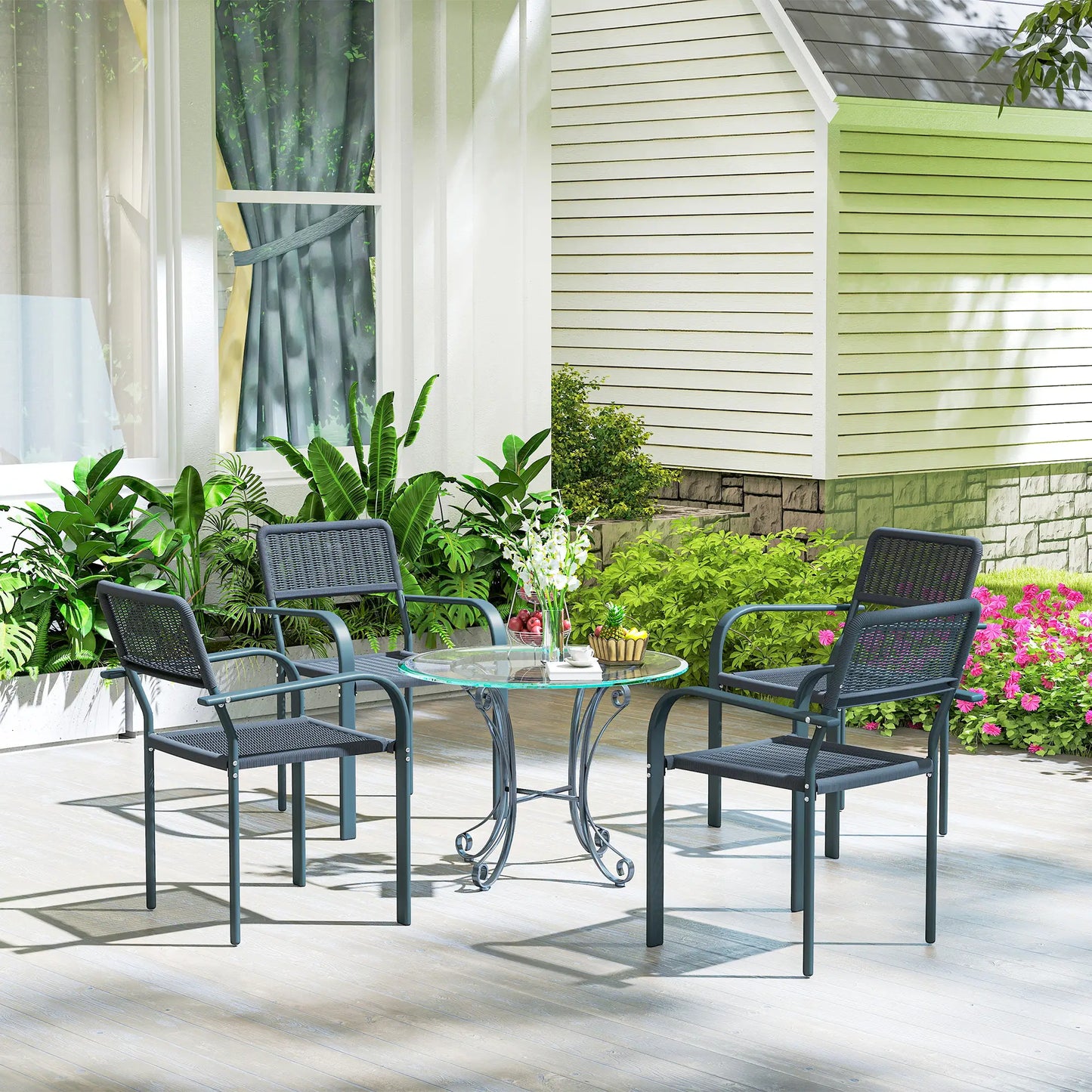 Outsunny Garden Chairs Set of 4