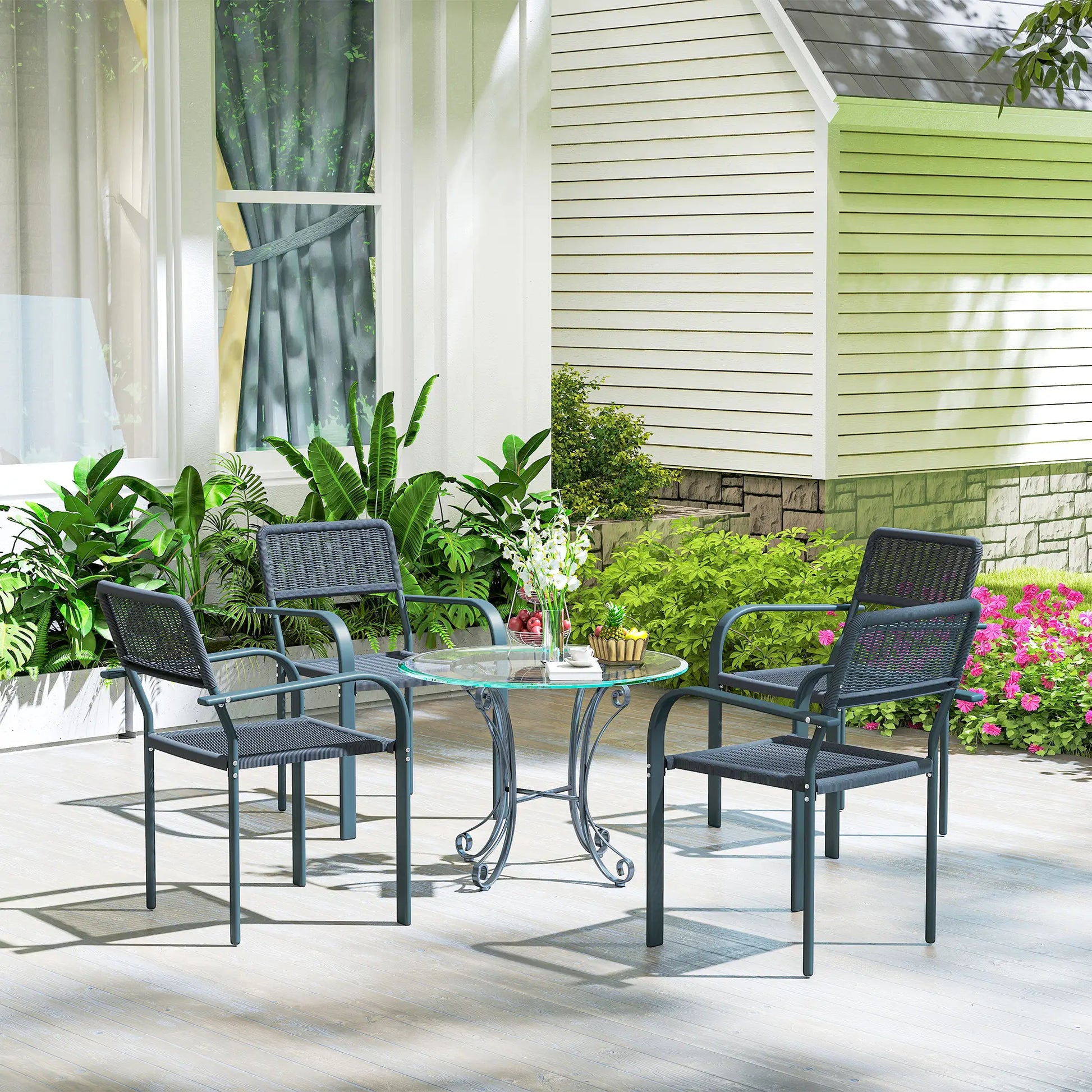 Outsunny Garden Chairs Set of 4